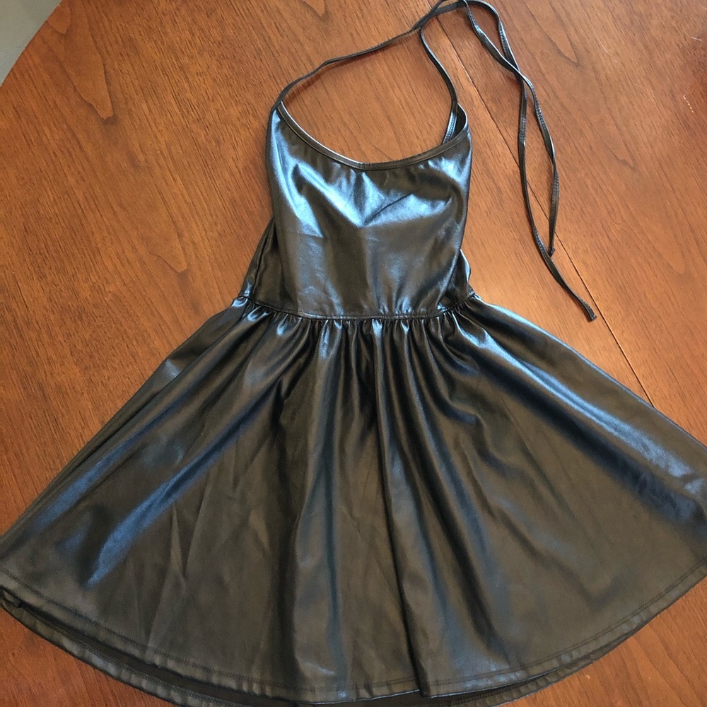 Vegan Leather Halter Dress